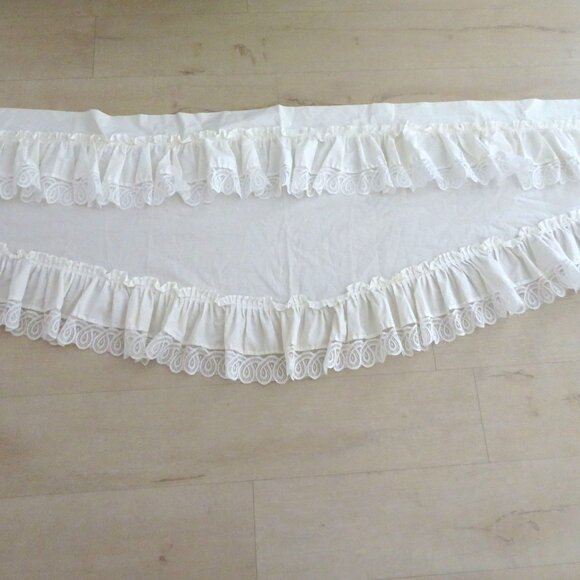 Vintage White Curtain Valance Lace Ruffle Tiered Swag Cottage Shabby Chic - Picture 7 of 15
